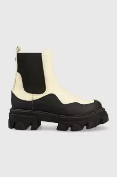 Steve Madden ghete chelsea de piele Merilyn femei, culoarea bej, cu platforma imagine