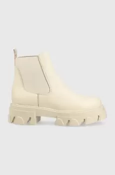 Steve Madden ghete chelsea de piele Mixture femei, culoarea bej, cu platforma imagine
