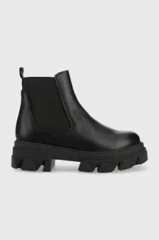 Steve Madden ghete chelsea de piele Mixture femei, culoarea negru, cu toc plat imagine