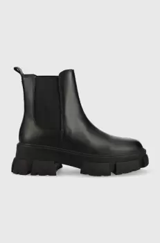 Steve Madden ghete chelsea de piele Tunnel femei, culoarea negru, cu platforma imagine