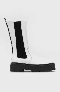 Steve Madden ghete chelsea de piele Vivianne femei, culoarea alb, cu platforma imagine