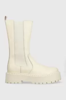 Steve Madden ghete chelsea de piele Vivianne femei, culoarea bej, cu platforma imagine