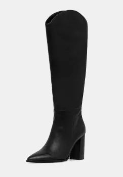 Steve Madden ghete de piele Bixby culoarea negru, cu toc drept, 11004834 imagine