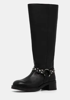Steve Madden ghete de piele Brenna femei, culoarea negru, cu toc drept, SM11003351 imagine