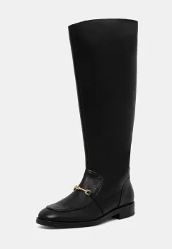 Steve Madden ghete de piele Night culoarea negru, cu toc plat, 11004951 imagine