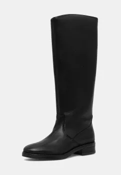 Steve Madden ghete de piele Vlora culoarea negru, cu toc plat, 11004761 imagine