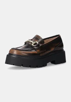 Steve Madden mocasini de piele Occupy femei, culoarea maro, cu platforma, SM11003276 imagine