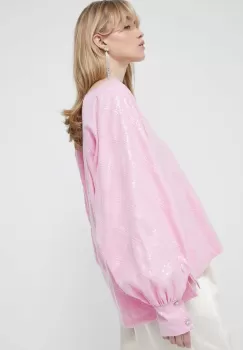 Stine Goya bluza femei, culoarea roz, cu imprimeu imagine