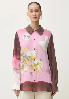 Stine Goya camasa culoarea roz, cu guler clasic, regular, SG-PS26-T091-2263P imagine