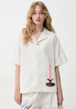 Stine Goya camasa din bumbac culoarea bej, cu guler clasic, relaxed, SG-SS25-S016-2339 imagine