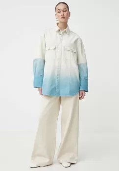 Stine Goya geaca din denim femei, culoarea bej, de tranzitie, oversize, SG5630 imagine