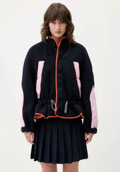 Stine Goya hanorac fleece culoarea bleumarin, cu imprimeu, SG-AW25-J058-2412 imagine