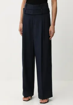 Stine Goya pantaloni 0 culoarea bleumarin, lat, high waist, SG-AW25-P113-2435 imagine