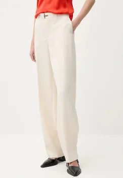 Stine Goya pantaloni culoarea bej, lat, high waist, SG-SS25-P082-2347 imagine