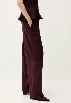 Stine Goya pantaloni culoarea bordo, lat, high waist, SG-SS25-P077-2330 imagine