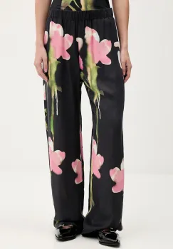 Stine Goya pantaloni culoarea negru, lat, high waist, SG-AW25-P009-2263 imagine