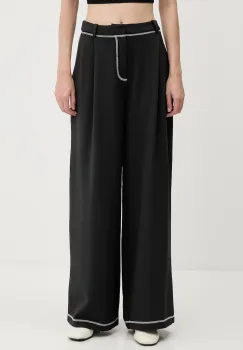 Stine Goya pantaloni culoarea negru, lat, high waist, SG-PF25-P093-2369 imagine