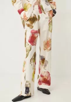 Stine Goya pantaloni de bumbac culoarea bej, drept, high waist, SG5882 imagine