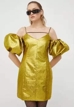 Stine Goya rochie culoarea galben, mini, drept imagine