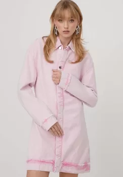 Stine Goya rochie jeans Marie culoarea roz, mini, oversize imagine