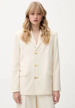 Stine Goya sacou culoarea bej, un singur rand de nasturi, uni, SG-SS25-J032-2347 imagine