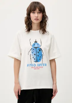 Stine Goya tricou din bumbac culoarea bej, SG-AW25-T009-2243 imagine