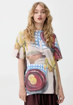 Stine Goya tricou din bumbac femei, culoarea bej, SG-SS25-T009-2243 imagine