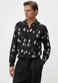 Sunflower camasa barbati, culoarea negru, cu guler clasic, relaxed, 1224 imagine