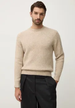 Sunflower pulover de lana barbati, culoarea bej, calduros, 3033 imagine