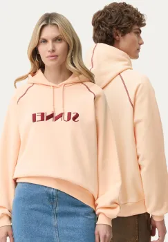 Sunnei hanorac de bumbac culoarea portocaliu, cu gluga, cu imprimeu, RTWXJER017 imagine
