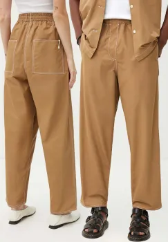 Sunnei pantaloni culoarea bej, drept, high waist, RTWXBOT001 imagine