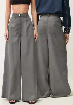 Sunnei pantaloni de lana culoarea gri, lat, high waist, RTWXBOT011 imagine