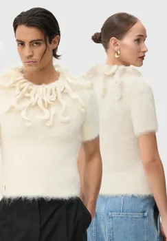 Sunnei pulover de lana culoarea bej, calduros, RTWXKNW008 imagine