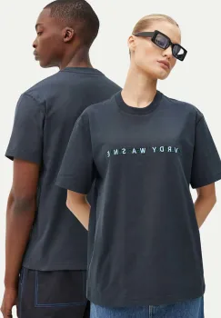 Sunnei tricou din bumbac culoarea albastru marin, cu imprimeu, RTWXJER007 imagine