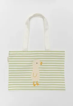 SunnyLife geanta de plaja Duck Sage Stripe culoarea verde imagine