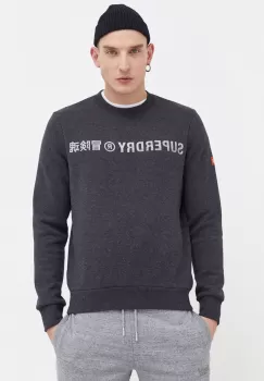 Superdry bluza barbati, culoarea gri, cu imprimeu imagine