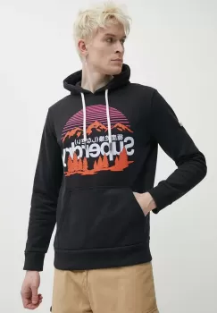 Superdry bluza barbati, culoarea negru, cu gluga, cu imprimeu imagine