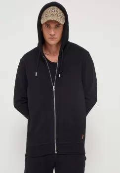 Superdry bluza barbati, culoarea negru, cu gluga, neted imagine