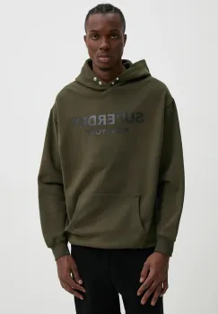 Superdry bluza barbati, culoarea verde, cu gluga, cu imprimeu, M2013726A-ZC3 imagine