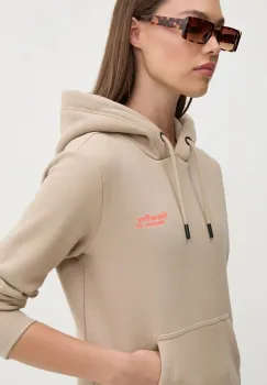 Superdry bluza femei, culoarea bej, cu gluga, cu imprimeu, W2012180A-2WE imagine