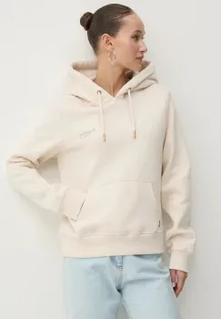 Superdry bluza femei, culoarea bej, cu gluga, neted, W2012180A-9VP imagine