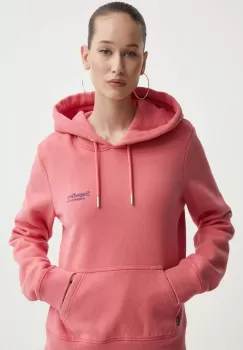 Superdry bluza femei, culoarea roz, cu gluga, neted imagine