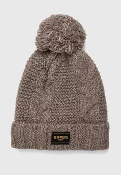 Superdry caciula din amestec de lana culoarea bej, din tricot gros imagine