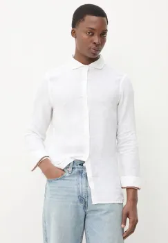 Superdry camasa de in barbati, culoarea bej, regular, M4010995A-01C imagine