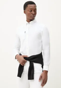 Superdry camasa din bumbac barbati, culoarea alb, cu guler button-down, regular, M4010991A-KKJ imagine