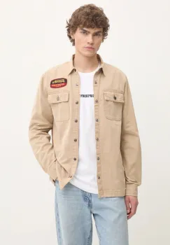 Superdry camasa din bumbac barbati, culoarea bej, cu guler clasic, regular, M4010891A-5YE imagine