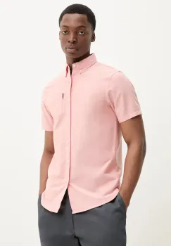 Superdry camasa din bumbac barbati, culoarea portocaliu, cu guler button-down, regular, M4010944A-F5M imagine