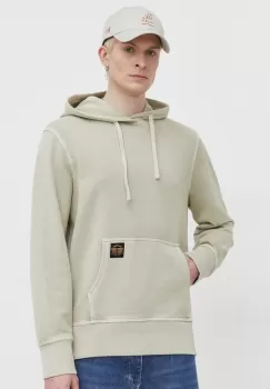 Superdry hanorac de bumbac barbati, culoarea bej, cu gluga, neted imagine