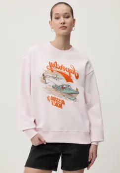 Superdry hanorac de bumbac femei, culoarea roz, cu imprimeu, W2012247A-D7F imagine