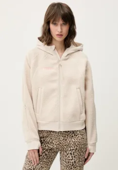 Superdry hanorac fleece culoarea bej, cu gluga, uni, W2012288A-7SJ imagine